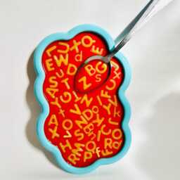 Alphabet Soup Wall Hanging/ Dopamine Decor/ Maximalist Fake Food/ Food Pop Art/ Sculpture/ Funky Unique Gift - thumbnail 4
