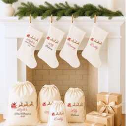 Personalized First Christmas Stockings & Sacks, Family Matching Gift Bags, Holiday Gift, Xmas Stocking With Name, Decorations - thumbnail 2