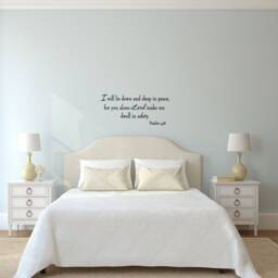 I Will Lie Down & Sleep in Peace Psalm 48 Wall Decal Bible Scripture Sticker Christian Quote - thumbnail 1