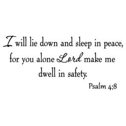 I Will Lie Down & Sleep in Peace Psalm 48 Wall Decal Bible Scripture Sticker Christian Quote - thumbnail 2