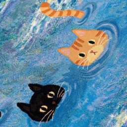 Impressionist Water Lily Cat Woven Throw Blanket - Whimsical Monet Inspired Pond Tapestry Black & Ginger Tabby Art Gift - thumbnail 3