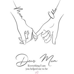 Personalized Mother Daughter Hands Line Art Print Custom A4 Gift - thumbnail 3