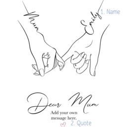 Personalized Mother Daughter Hands Line Art Print Custom A4 Gift - thumbnail 2