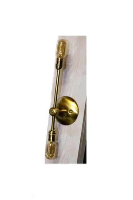 Modern Minimalist Bare Bulb Edison 2 Arm Off Set Wall Sconce/Ceiling Flush Mount Light Fixture - Brass Or Chrome Finishes - image 1