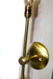 Modern Minimalist Bare Bulb Edison 2 Arm Off Set Wall Sconce/Ceiling Flush Mount Light Fixture - Brass Or Chrome Finishes - thumbnail 3