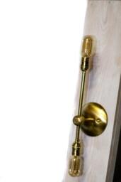 Modern Minimalist Bare Bulb Edison 2 Arm Off Set Wall Sconce/Ceiling Flush Mount Light Fixture - Brass Or Chrome Finishes - thumbnail 2