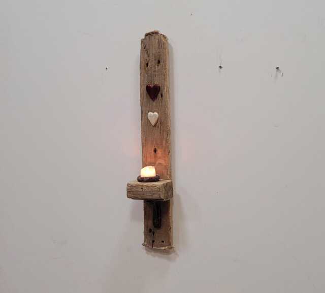 Dorset Driftwood Antique Red & White Glazed Ceramic Heart Night Light Candle Holder Sconce - image 1