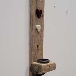 Dorset Driftwood Antique Red & White Glazed Ceramic Heart Night Light Candle Holder Sconce - thumbnail 4