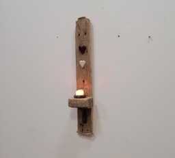 Dorset Driftwood Antique Red & White Glazed Ceramic Heart Night Light Candle Holder Sconce