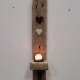 Dorset Driftwood Antique Red & White Glazed Ceramic Heart Night Light Candle Holder Sconce - thumbnail 2