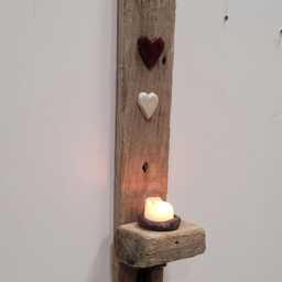 Dorset Driftwood Antique Red & White Glazed Ceramic Heart Night Light Candle Holder Sconce - thumbnail 3