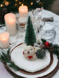 Sparkly Ceramic Christmas Pigeon Figurine Handpainted Holiday Decor - thumbnail 1