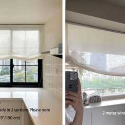 40 Colors , 100% Linen Custom Roman Shades With Chain Mechanism, Relaxed Shade With 1 Scallop, Window Treatment, Blinds - thumbnail 2