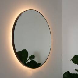 Orbis??? Back Illuminated Modern Round Mirror With Bronze Patina Brass Frame - thumbnail 2