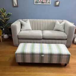 Handmade Striped Ottoman Footstool in Linwood Dimity Fabric - thumbnail 4