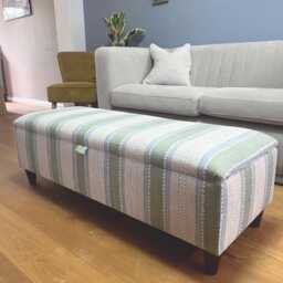 Handmade Striped Ottoman Footstool in Linwood Dimity Fabric