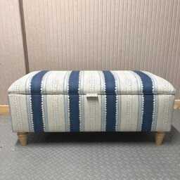 Handmade Striped Ottoman Footstool in Linwood Dimity Fabric - thumbnail 3