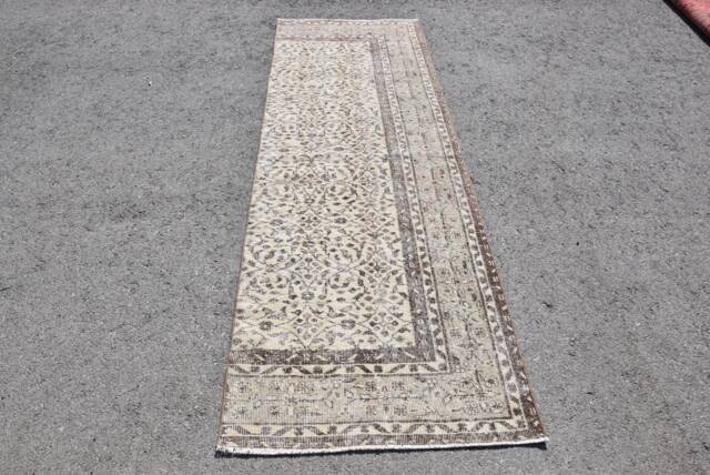 Antique Rugs, Rugs For Entry, 2.7x8.4 Ft Accent Beige Moroccan Rug, Turkish Vintage Handmade Bedroom Rug - image 1