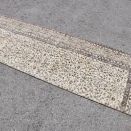 Antique Rugs, Rugs For Entry, 2.7x8.4 Ft Accent Beige Moroccan Rug, Turkish Vintage Handmade Bedroom Rug - thumbnail 2