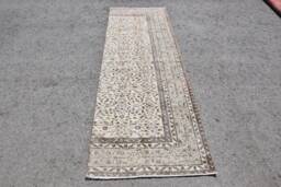 Antique Rugs, Rugs For Entry, 2.7x8.4 Ft Accent Beige Moroccan Rug, Turkish Vintage Handmade Bedroom Rug - thumbnail 1