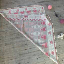 Pink Kilim Rug 5x7 Approx., Tribal Rug, Turkish Colorful Small Decorative Area Handwoven - thumbnail 4
