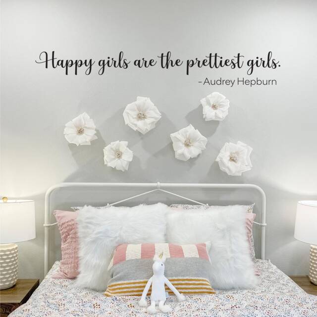 Audrey Hepburn Quote Wall Decal Happy Girls Bedroom Decor - image 1