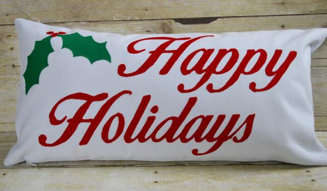 Happy Holidays Pillow, Red & Cream Christmas Decor, Holiday Gift, Holiday Gift - image 1