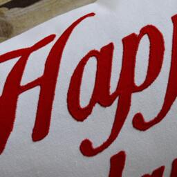 Happy Holidays Pillow, Red & Cream Christmas Decor, Holiday Gift, Holiday Gift - thumbnail 3