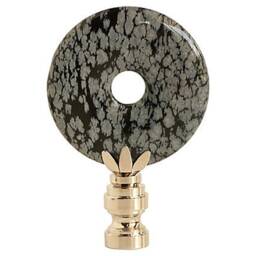 Snowflake Obsidian Lamp Finials On Shiny Chrome Hardware - Black & Grey Tones A Single Finial Or Matching Pair - thumbnail 4