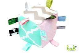 Baby Fabric Cube With Rattle Ball, Play Cube, Learning in Yellow Or Pink, Handmade By Bab-Berlin
