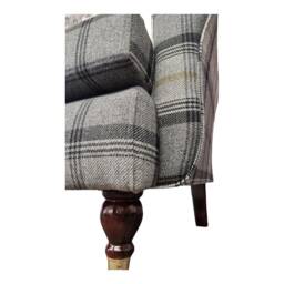 Queen Anne Wingback Chair Black & Grey Tartan, Mahogany Legs - thumbnail 4
