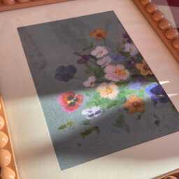 Wooden Bobbin Bobble Photo Frame With Floral Print, Picture Frame, Hand Painted, Glossy Lacquered - thumbnail 2