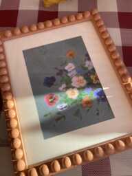 Wooden Bobbin Bobble Photo Frame With Floral Print, Picture Frame, Hand Painted, Glossy Lacquered - thumbnail 1
