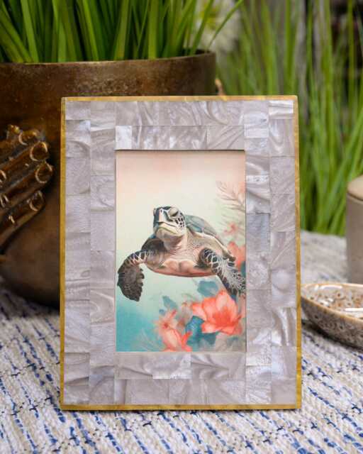 Iridescent Tile Photo Frame Pearlescent Resin, 4x6 Picture - image 1