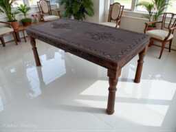 190x 90 cm Antique-Look Orient Colonial Solid Wood Hand-Carved Table Dining Nuristan Afghanistan