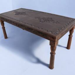 190x 90 cm Antique-Look Orient Colonial Solid Wood Hand-Carved Table Dining Nuristan Afghanistan - thumbnail 2