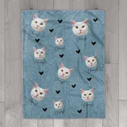 Personalized Pet Photos Blanket, Dog Face Body Picture Blanket With Name, Memorial Cat Photo Blanket Cat Gift - thumbnail 3