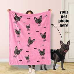 Personalized Pet Photos Blanket, Dog Face Body Picture Blanket With Name, Memorial Cat Photo Blanket Cat Gift - thumbnail 2