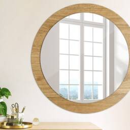 Wood Texture, Bronze, Round Mirror Frame, Colorful, Glass Wall Art, Printed - thumbnail 2