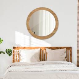 Wood Texture, Bronze, Round Mirror Frame, Colorful, Glass Wall Art, Printed - thumbnail 3