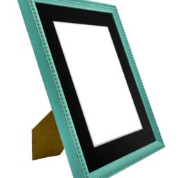 Crown Turquoise Photo Frame With Black Mount, Wooden Bobbin Distressed - thumbnail 3
