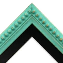 Crown Turquoise Photo Frame With Black Mount, Wooden Bobbin Distressed - thumbnail 2