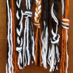 Boho Wall Hanging - Rust, Black & White Rustic Wall Decor Bohemian Bow Holder Organizer Chic Fall - thumbnail 2