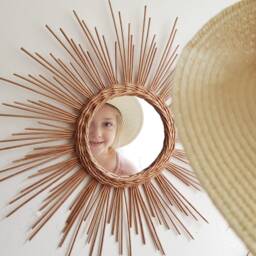 Wall Mirror Flower, Baby Mirror, Wicker Sun Mirror, Boho Nursery Wall Decor, Set Of 3 Mirrors For The Nursery, Nursery - thumbnail 2