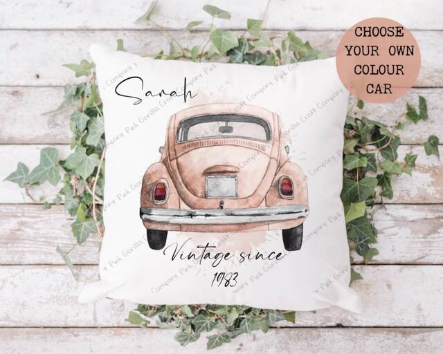 Car Pillow, Cushion, Gift, Birthday Gift For Her, Him, Vintage Car, Gift - image 1