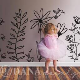 Large Whimsical Garden Wall Decal - Floral Kids Room Decor - thumbnail 2