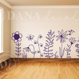 Large Whimsical Garden Wall Decal - Floral Kids Room Decor - thumbnail 3