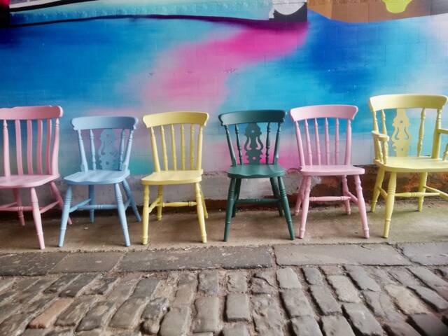 Mismatched Vintage Dining Chairs in Little Greene Eggshell Paint - Custom Set Painted To Order Please Contact Me For A Delivery Quote - image 1