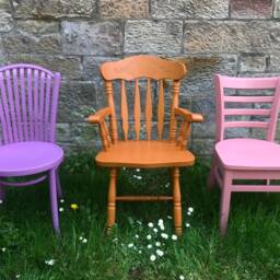 Mismatched Vintage Dining Chairs in Little Greene Eggshell Paint - Custom Set Painted To Order Please Contact Me For A Delivery Quote - thumbnail 2