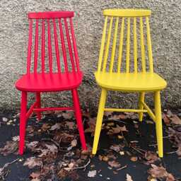 Mismatched Vintage Dining Chairs in Little Greene Eggshell Paint - Custom Set Painted To Order Please Contact Me For A Delivery Quote - thumbnail 3